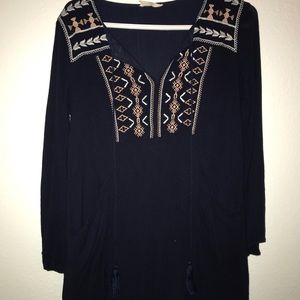 navy blue dress with aztec print